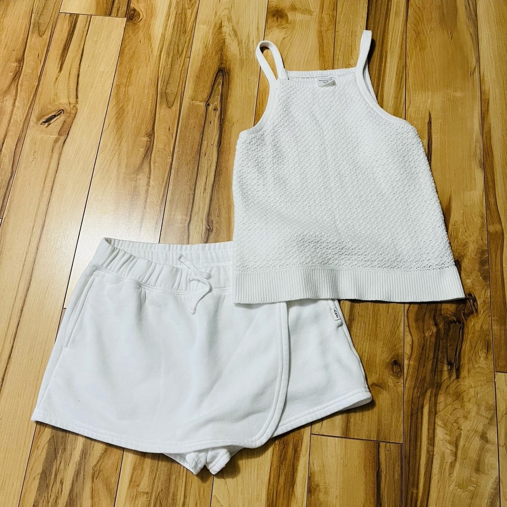 Abercrombie Kids Lot Of 2 Girls Sz 15/16 White Crochet Tank And Cozy Skort Set